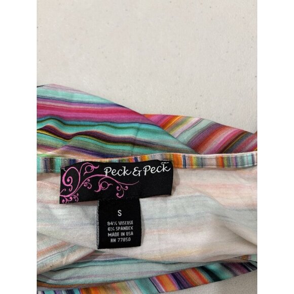 Peck And Peck Striped Rainbow Blouse Made In USA Soft Stretchy Long Sleeve - Picture 6 of 9